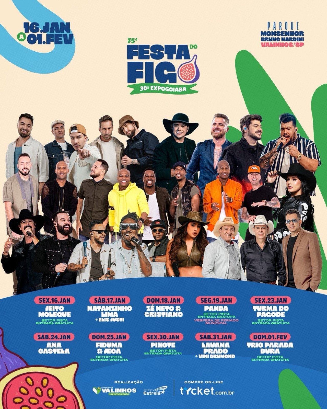 Ingressos já estão a venda para a 75ª Festa do Figo e a 30ª Expogoiaba de Valinhos