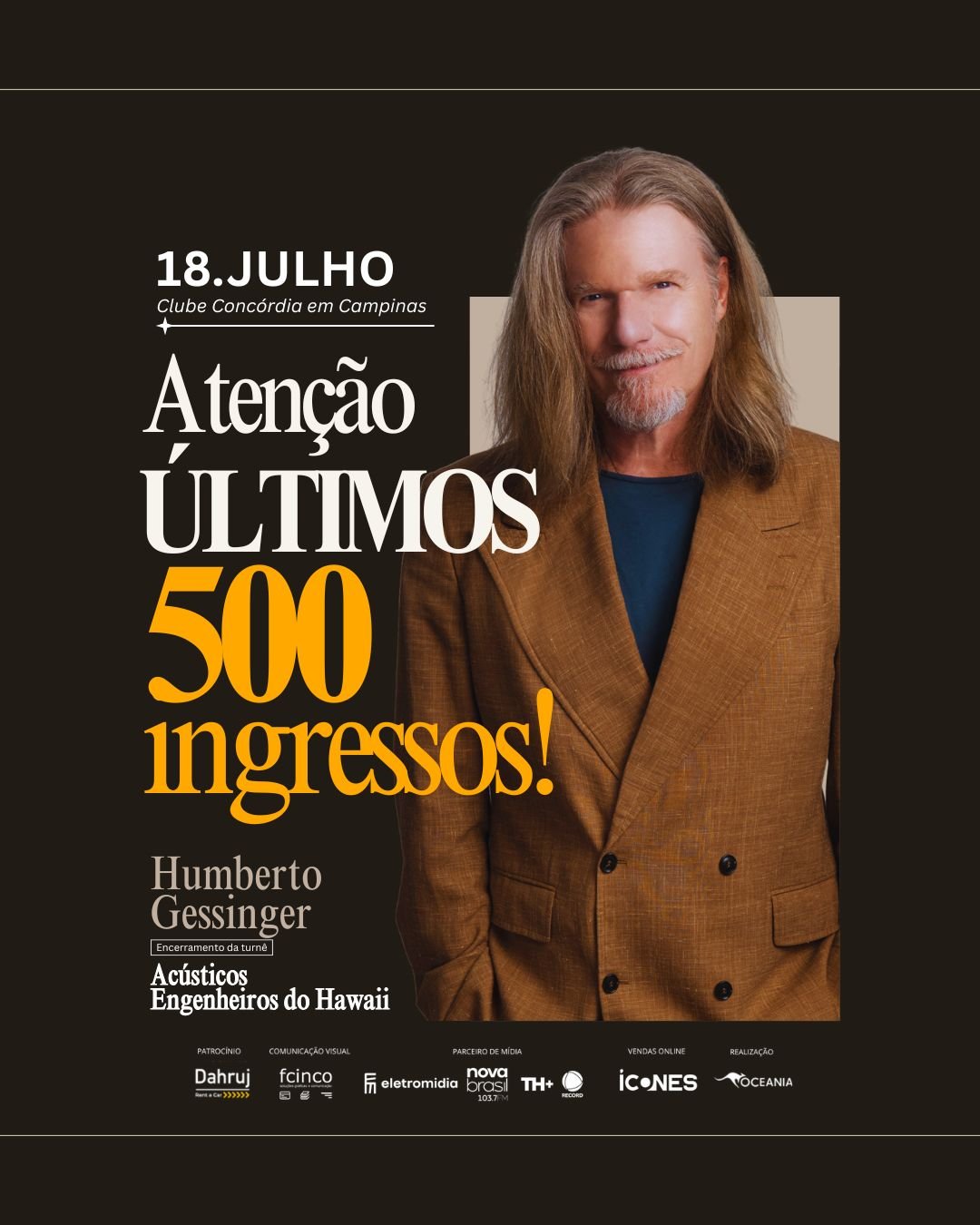 Humberto Gessinger apresenta em Campinas o show de encerramento da turnê ‘Acústicos Engenheiros do Hawaii’